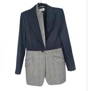 Authenticated ALEXANDER McQUEEN Women Wool Striped Plaid Blazer Sz 46 IT 175/96A